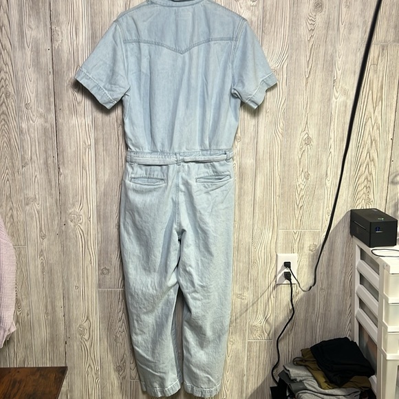 Rag & Bone Denim Jumpsuit Light Wash Belted Size Large - Picture 9 of 13